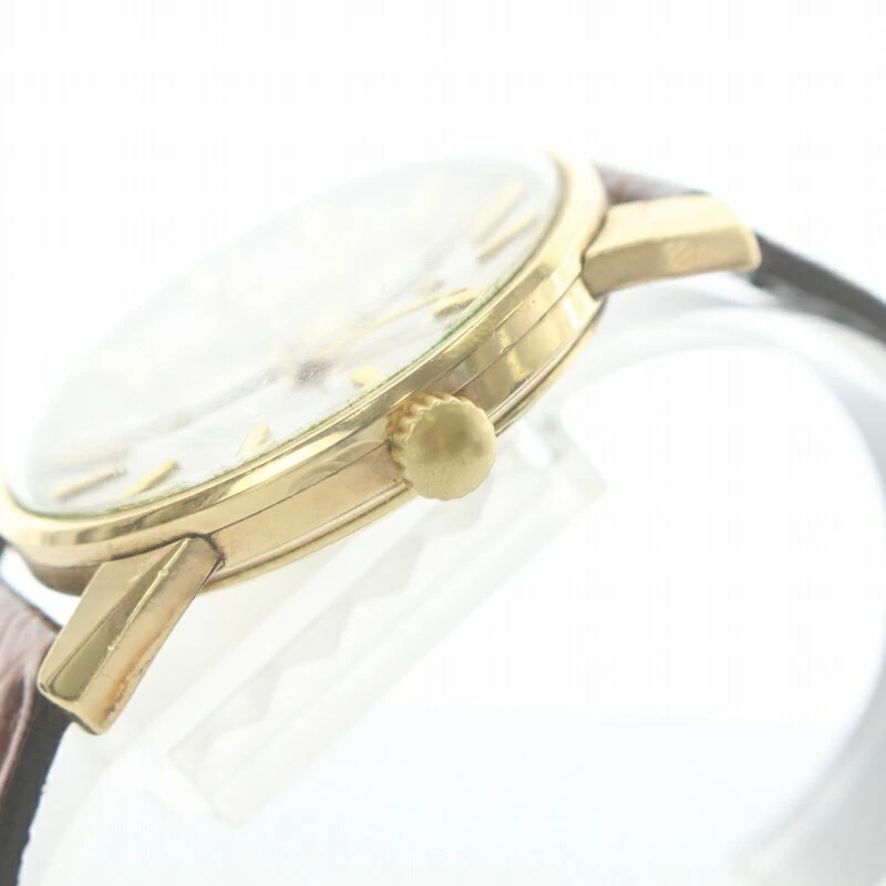 KING SEIKO DIASHOCK 25 JEWELS Analog Hand Wound 25 Stone Genuine Belt Leather Belt Running Product Gold Color /HI ■GY05 230131