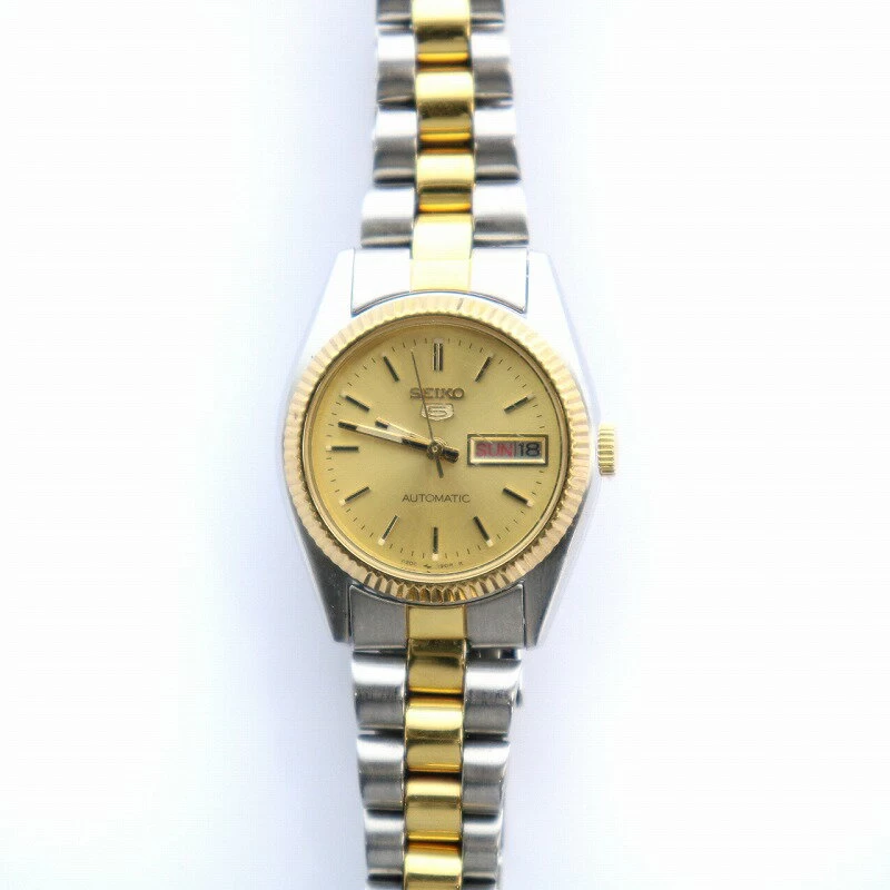 Seiko SEIKO 5 Watch Automatic Day Date Gold Dial Silver Color 4206-0510/IR ■GY05 Ladies 230306