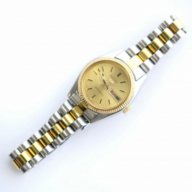 Seiko SEIKO 5 Watch Automatic Day Date Gold Dial Silver Color 4206-0510/IR ■GY05 Ladies 230306