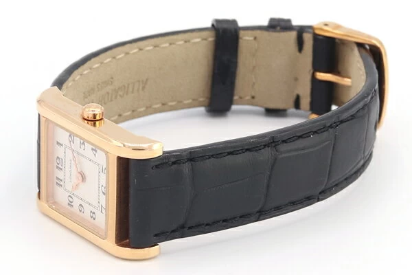 Longines Ladies Watch Square L 5.173.8 White Dial Arabic Numeral Index K18PG Croco Embossed Leather Strap Quartz Solid Gold K18 750 Female Lady LONGINES