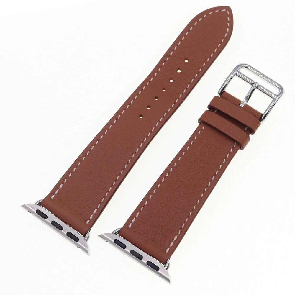 Hermes Replacement Strap Simple Tull Leather Strap for Apple Watch Hermes 41mm Case MKFL3FE/A Gold Vow Swift Z Engraved 2021 Smart Watch Ladies Swift HERMES