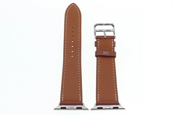 Hermes Replacement Strap Simple Tull Leather Strap for Apple Watch Hermes 41mm Case MKFL3FE/A Gold Vow Swift Z Engraved 2021 Smart Watch Ladies Swift HERMES