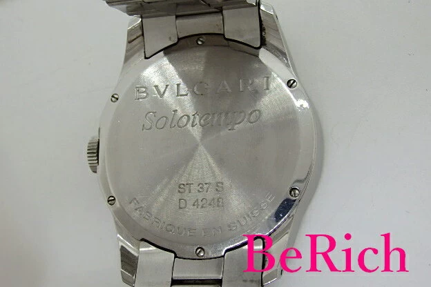BVLGARI BVLGARI Solo Tempo ST 37 S Black Dial SS Breath Logo Analog Quartz QZ Watch BT2176