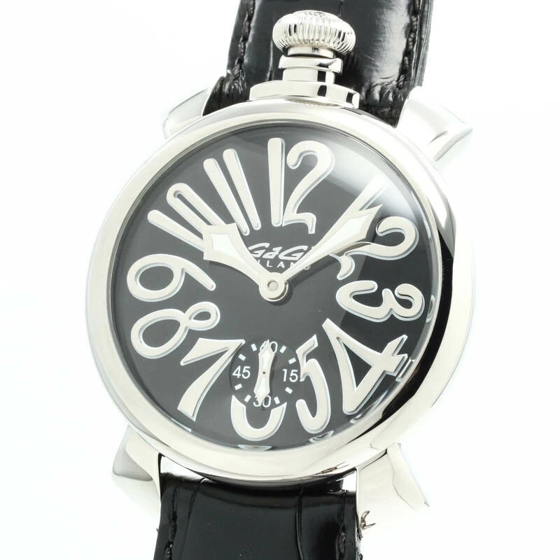 [Limited quantity gift available] Gaga Milano [GAGA MILANO] Manuale 48mm 5010.04S black stainless steel MANUALE 48MM BLACK SS 