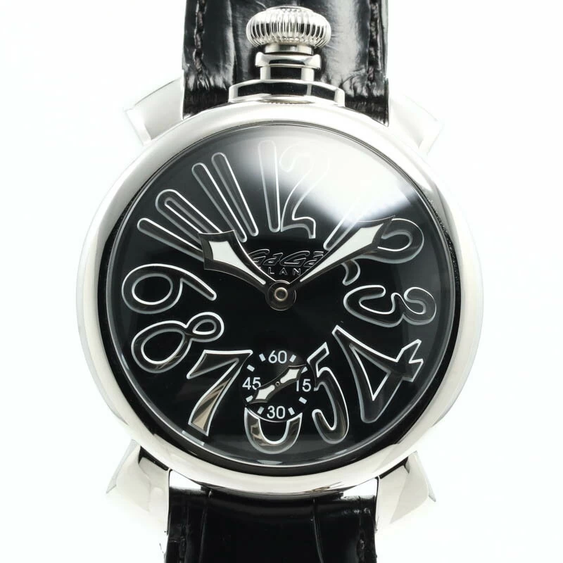 [Limited quantity gift available] Gaga Milano [GAGA MILANO] Manuale 48mm 5010.04S black stainless steel MANUALE 48MM BLACK SS 