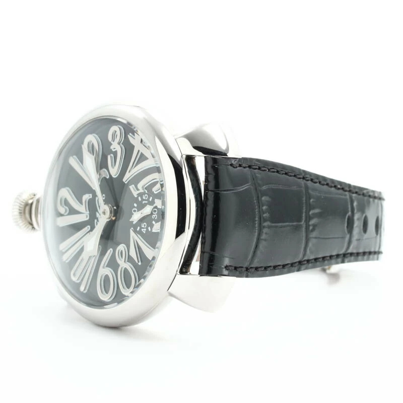 [Limited quantity gift available] Gaga Milano [GAGA MILANO] Manuale 48mm 5010.04S black stainless steel MANUALE 48MM BLACK SS 