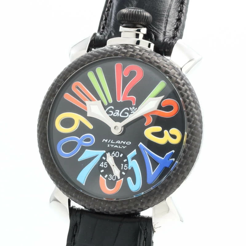 [Limited quantity gift available] Gaga Milano [GAGA MILANO] Manuale 48mm 5015.01S black stainless steel MANUALE 48MM BLACK SS (PVD) [ 