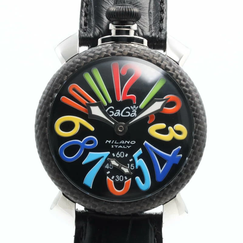 [Limited quantity gift available] Gaga Milano [GAGA MILANO] Manuale 48mm 5015.01S black stainless steel MANUALE 48MM BLACK SS (PVD) [ 