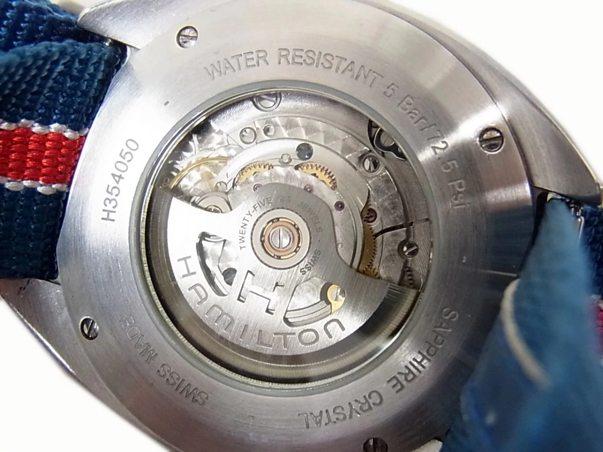 Good Condition ◇ Hamilton Pan Euro H354050 Blue Dial Super Rare Air Race Pin Batch Spare Belt Manual Box with G Card