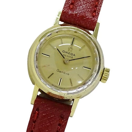 [Up to 10% OFF! [Until 01:59 on the 11th] Omega Omega Geneva Meister 511.122 Cal.620 Ladies Brand Cut Glass Hand Wound 750 Leather Antique 