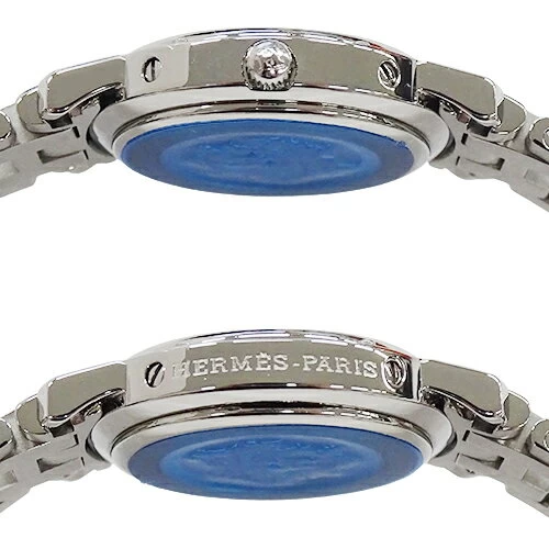Hermes Hermes Women's Brand Clipper Date Quartz QZ Stainless Steel SS CL 4.210 Silver Grey Polished 