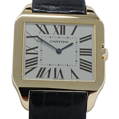 Cartier Cartier Brand Santos Dumont LM Hand Wound 750PG Pink Gold Leather W2006951 Polished 