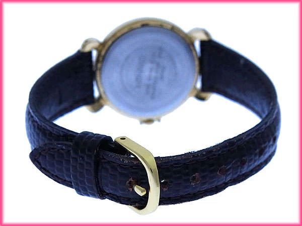  Mirashawn Quartz Lizard Style Round Face Gold x Brown Mila Schon Women's Present Gift Fashionable Adult Fashion [Mira Shawn] T16283 