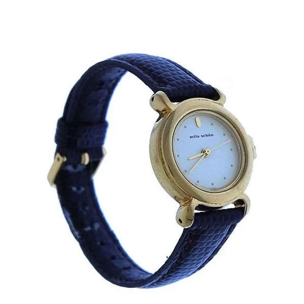  Mirashawn Quartz Lizard Style Round Face Gold x Brown Mila Schon Women's Present Gift Fashionable Adult Fashion [Mira Shawn] T16283 