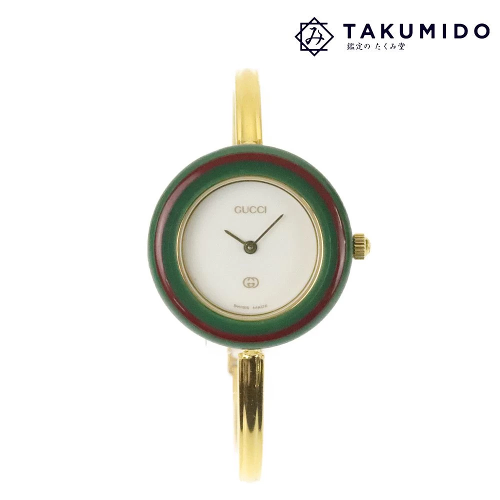 Gucci Ladies Change Bezel 11/12 Quartz White Dial Gold GUCCI | Battery Operated QZ Fashion Brand Accessory Simple Rank B