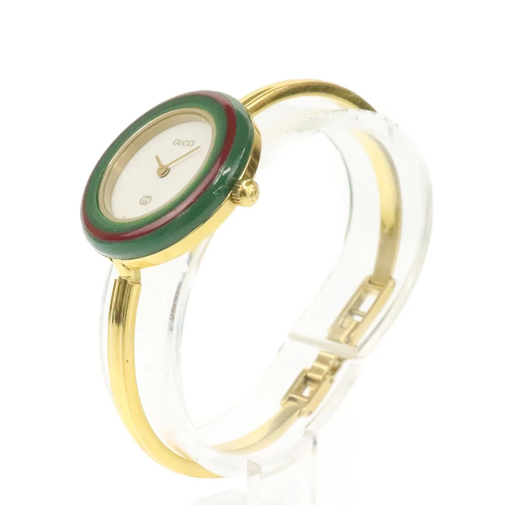 Gucci Ladies Change Bezel 11/12 Quartz White Dial Gold GUCCI | Battery Operated QZ Fashion Brand Accessory Simple Rank B