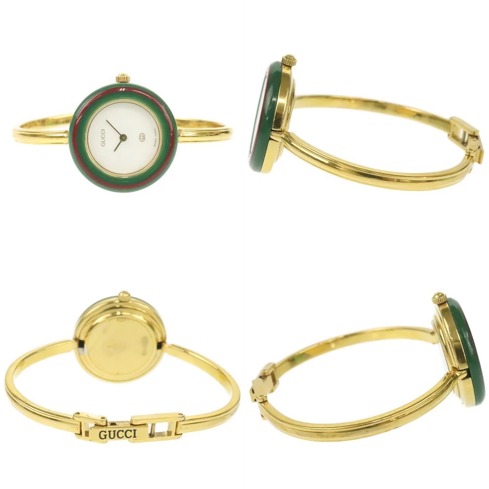 Gucci Ladies Change Bezel 11/12 Quartz White Dial Gold GUCCI | Battery Operated QZ Fashion Brand Accessory Simple Rank B