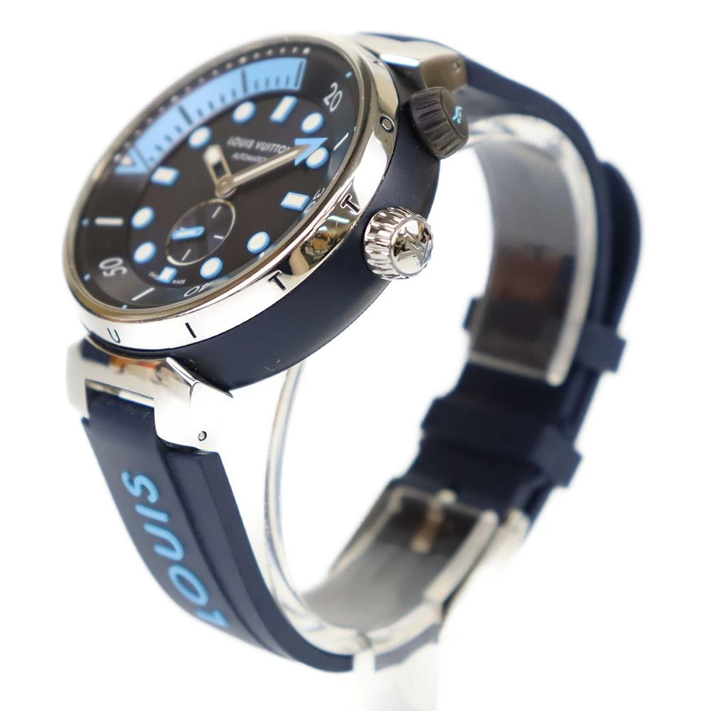 Louis Vuitton Tambour Street Diver Skyline Blue QA121 Automatic Gold Dial LOUIS VUITTON | Automatic Back Squishy Through Back LV Simple Brand Louis Vuitton Fashion A Rank