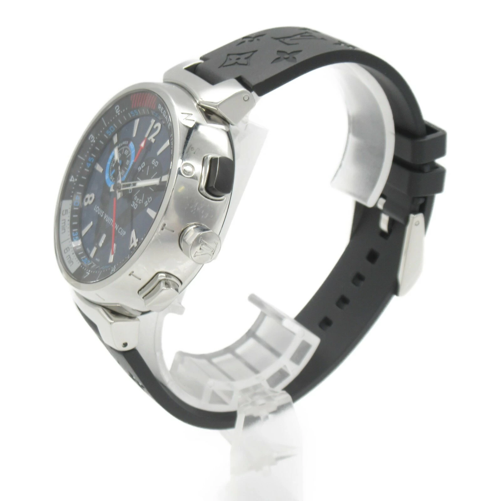 Louis Vuitton Louis Vuitton Tambour Regatta Chronograph Watch Stainless Steel Rubber Strap Blue Q102D | Brand Brand Watch Brands