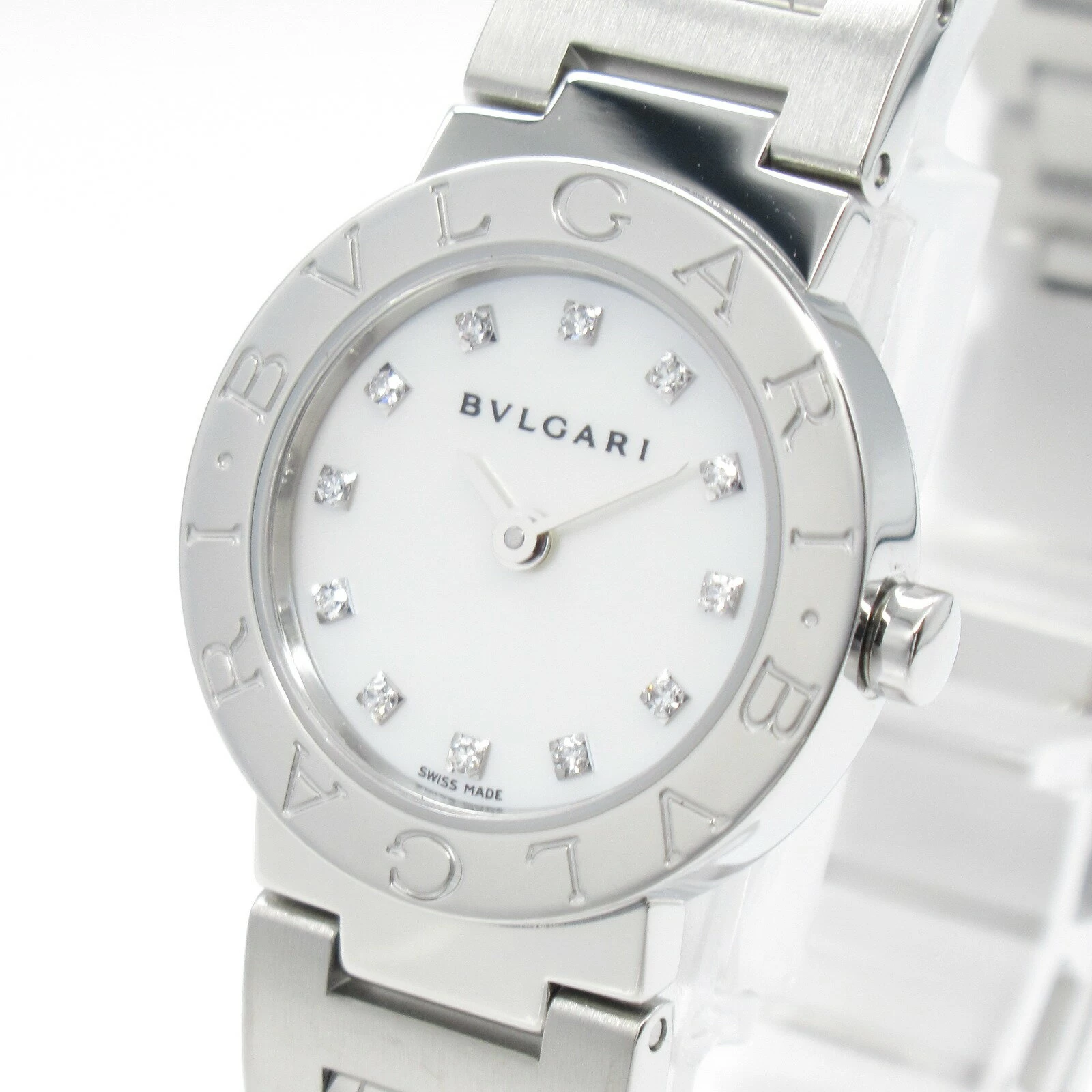Bulgari BVLGARI Bvlgari Bvlgari 10P Diamond Watch Stainless Steel Diamond Ladies White Shell BB23WSS 