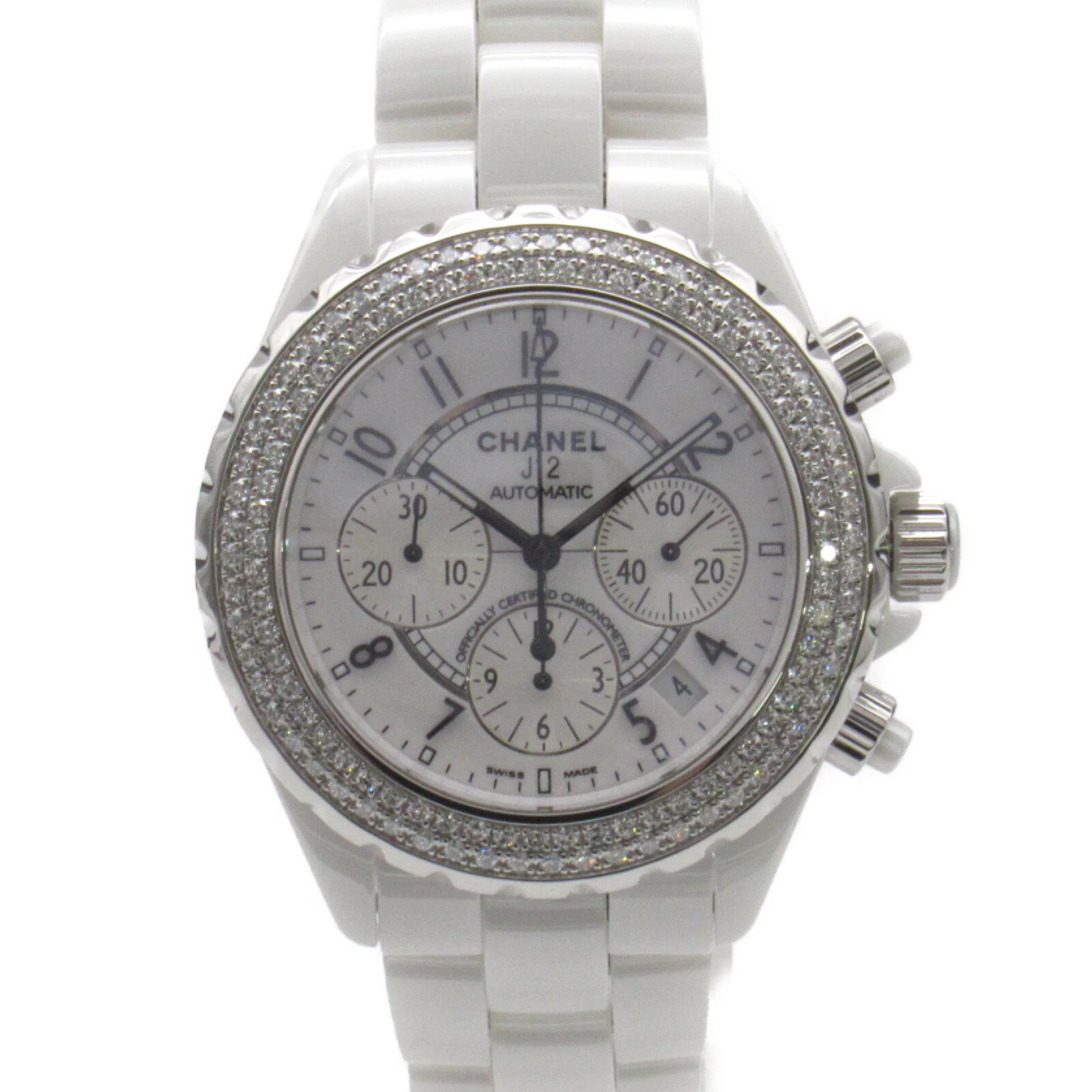 Chanel CHANEL J12 Chronograph Bezel Diamond Watch Ceramic Diamond White Series H1008 