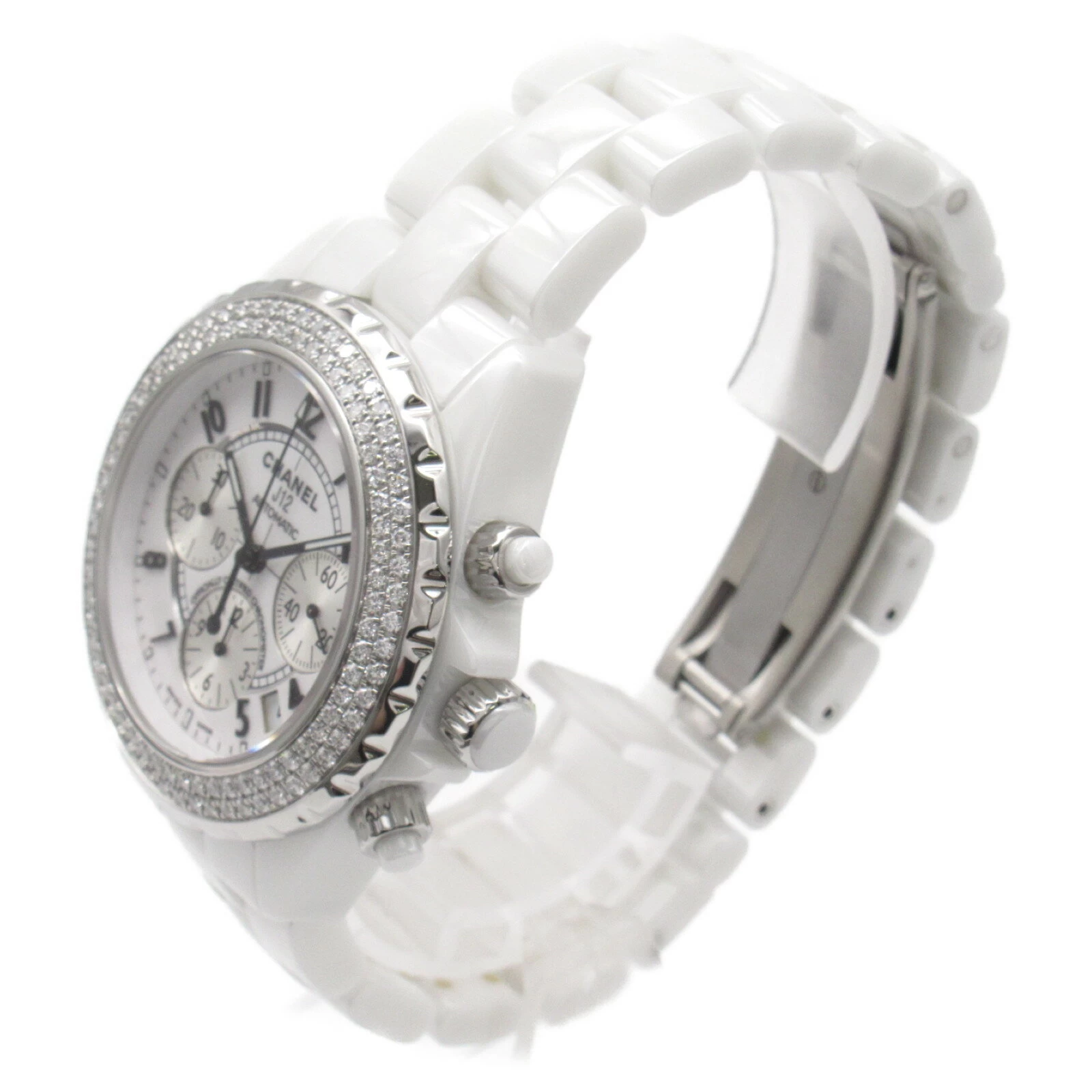 Chanel CHANEL J12 Chronograph Bezel Diamond Watch Ceramic Diamond White Series H1008 