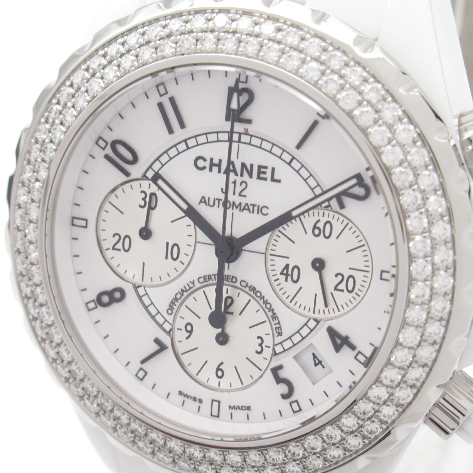 Chanel CHANEL J12 Chronograph Bezel Diamond Watch Ceramic Diamond White Series H1008 