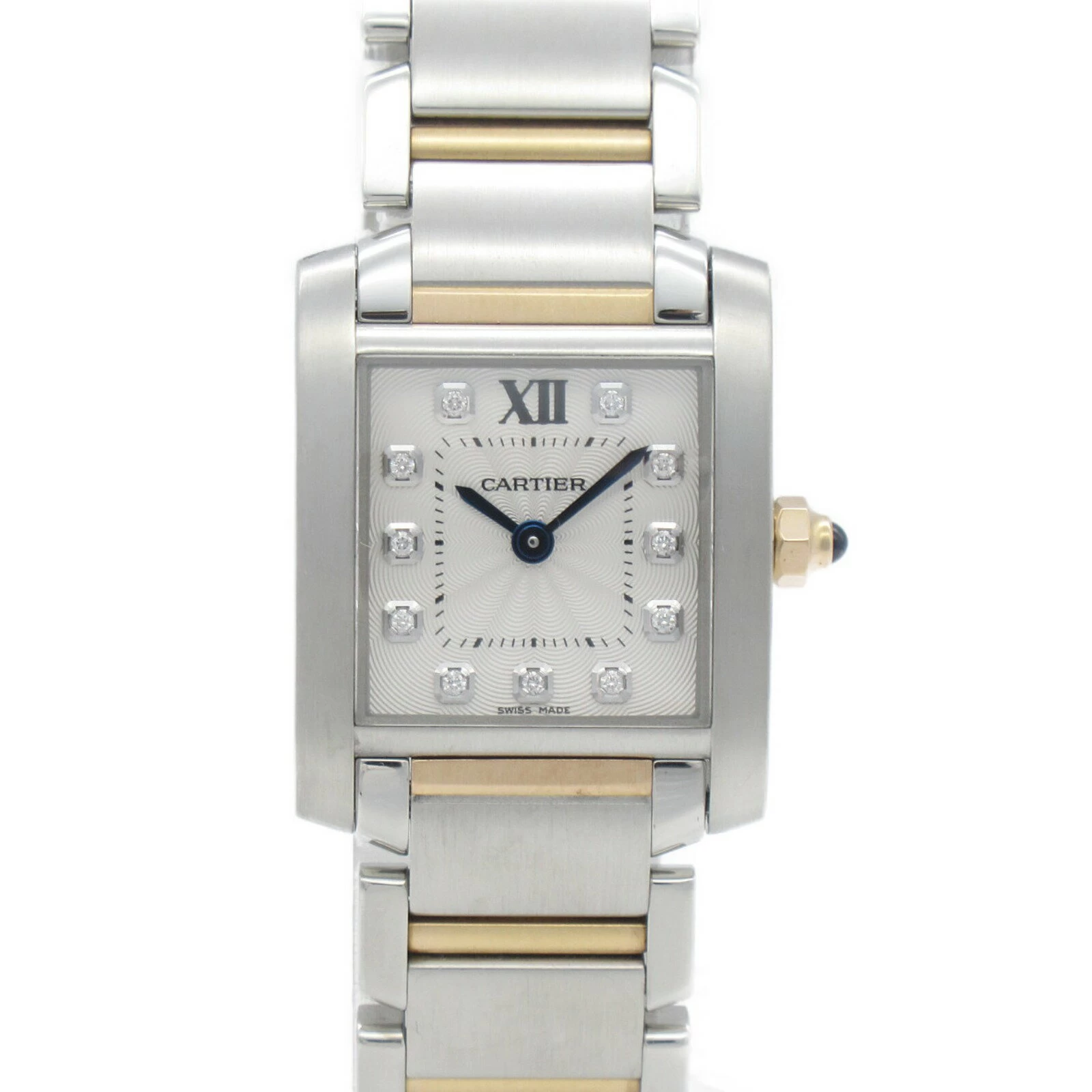 Cartier Cartier Tank Francaise SM 11P Diamond Watch K18PG (Pink Gold) Stainless Steel Diamond Ladies Silver Series WE110004 