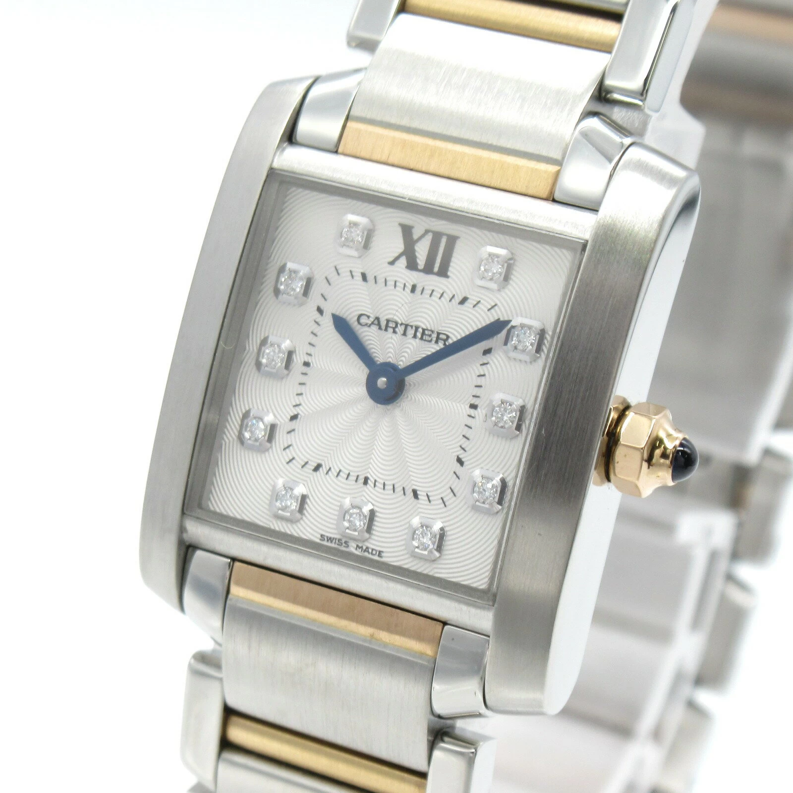 Cartier Cartier Tank Francaise SM 11P Diamond Watch K18PG (Pink Gold) Stainless Steel Diamond Ladies Silver Series WE110004 