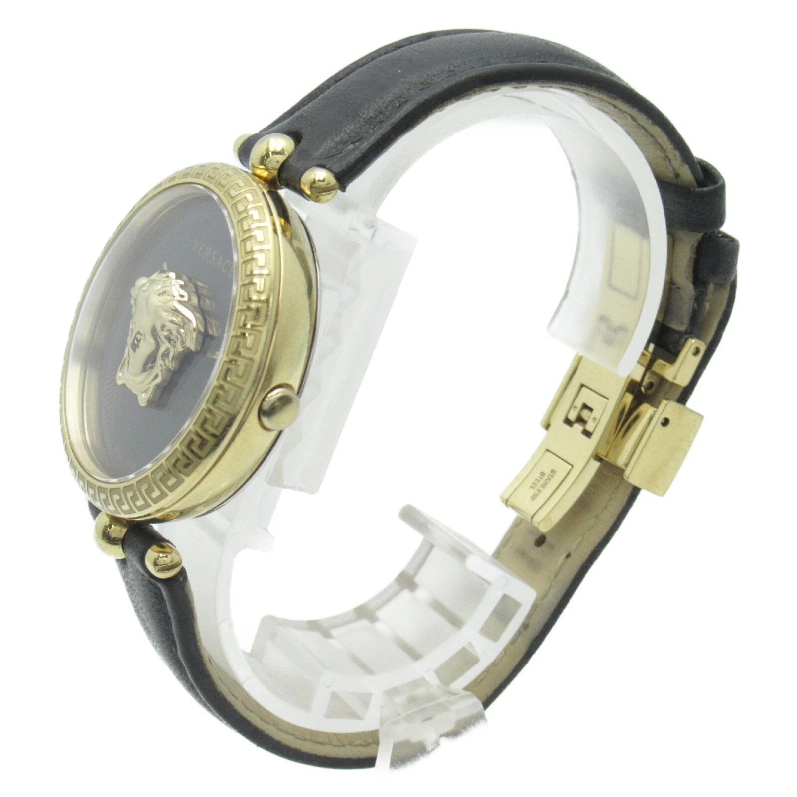 Versace VERSACE Palazzo Empire Watch GP (Gold Plated) Leather Belt Ladies Black Series VECQ00118 