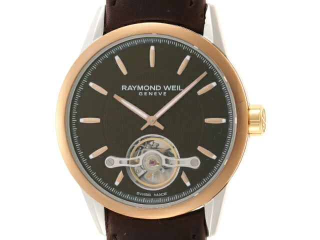 RAYMOND WEIL Raymond Will Freelancer 2780-SC5-20001 Black Dial Stainless Steel/Rose Gold PVD Processing/Leather Strap Automatic Watch Watch [460] 