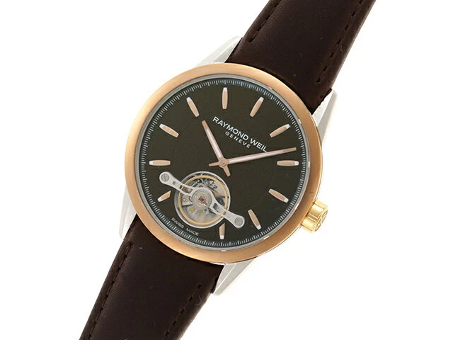 RAYMOND WEIL Raymond Will Freelancer 2780-SC5-20001 Black Dial Stainless Steel/Rose Gold PVD Processing/Leather Strap Automatic Watch Watch [460] 