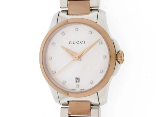 GUCCI Gucci G Timeless 126.5 PGP/ SS Ladies Quartz White Shell Dial [430] 2148103486340 
