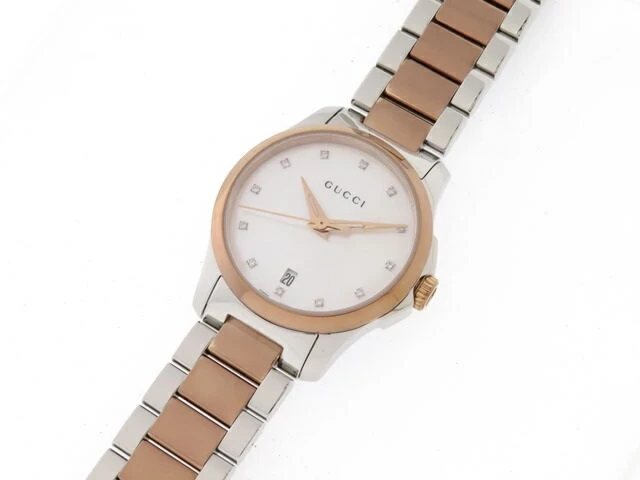 GUCCI Gucci G Timeless 126.5 PGP/ SS Ladies Quartz White Shell Dial [430] 2148103486340 