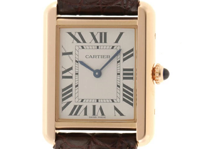 [2015/9 Domestic Genuine Product] Cartier Cartier Tank Solo SM W5200024 Quartz Silver Dial PG/Leather Pink Gold/Alligator Strap (2147300357736) [200] T 