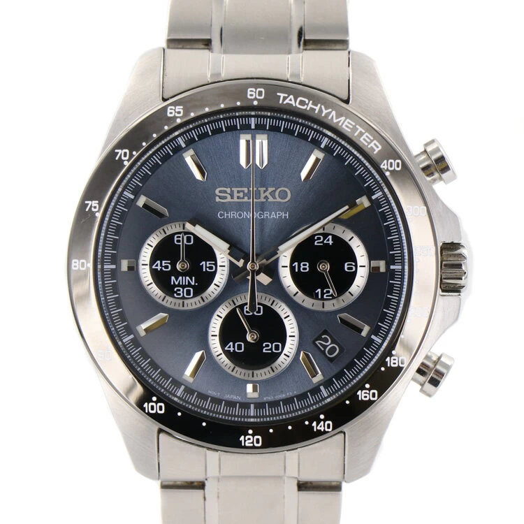 Seiko Spirit Chronograph SBTR027 8T63-00D0 Quartz Stainless Steel Silver Dial Calendar Chronograph Watch 23-1443-G