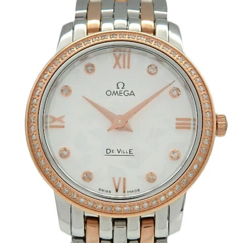 OMEGA Omega De Ville Devil Prestige Butterfly 42425276052001 K18PG/SS Combination Ladies Quartz Silver Dial [DS KATOU]