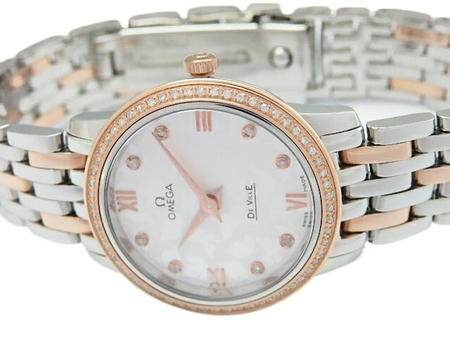 OMEGA Omega De Ville Devil Prestige Butterfly 42425276052001 K18PG/SS Combination Ladies Quartz Silver Dial [DS KATOU]