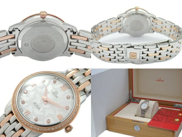 OMEGA Omega De Ville Devil Prestige Butterfly 42425276052001 K18PG/SS Combination Ladies Quartz Silver Dial [DS KATOU]