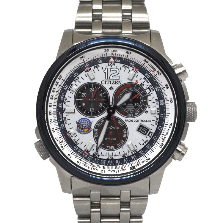  Citizen Promaster Silver White Navy CB5867-79A Beautiful Item SS Quartz Eco-Drive CITIZEN Blue Impulse Collab Limited Edition 1000 Edition Chronograph Date Chrono Full Coma Watch with Logo Box Present Genuine Authenticated