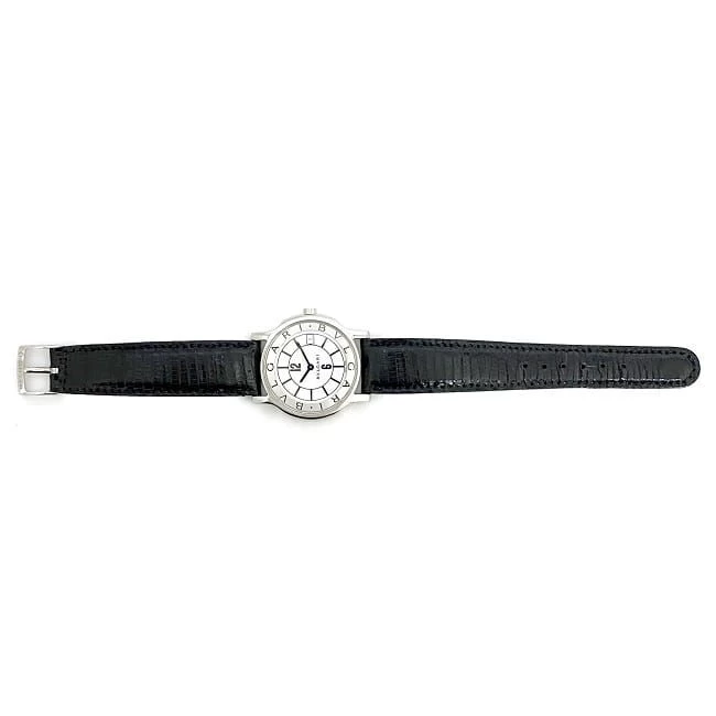 Bulgari Solo Tempo White Silver Black ST35SSS Synthetic Leather BVLGARI White 35mm Round Dial Male Classic Popular Simple White Dial Battery Powered QZ Logo Round Date Stylish Elegant Luxury Casual Business Brand Authentic Appraisal