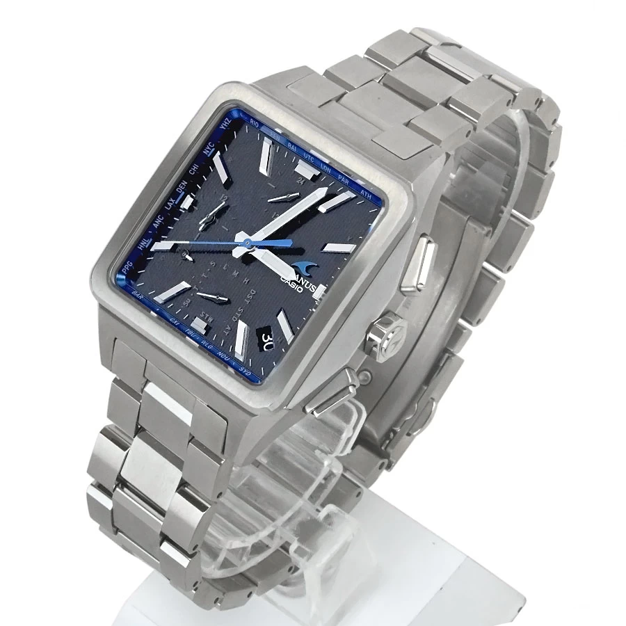 [CASIO] Casio OCW+T5000-1 AJF Oceanus Classic Line Black/Blue Titanium Solar Radio Wave Mobile Link 