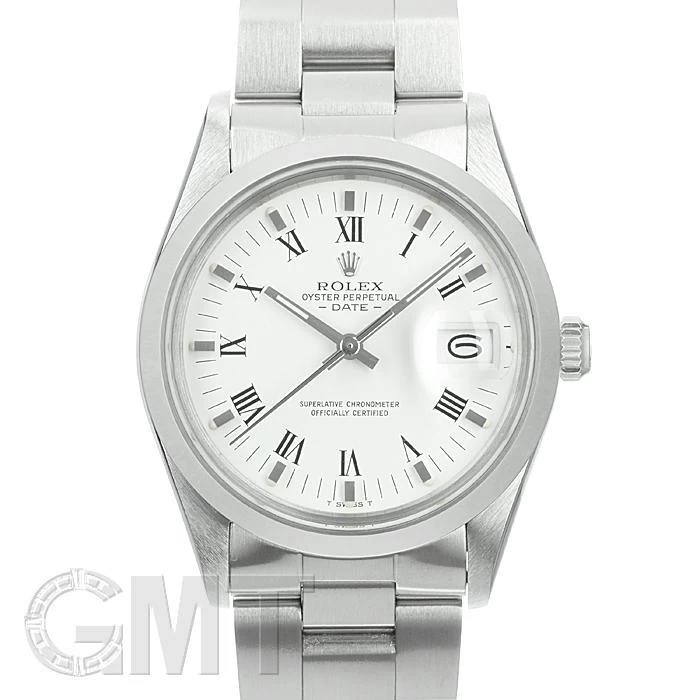 ROLEX OYSTER PERPETUAL DATE 34mm 15000 WHITE ROME WARRANTY 1982 NO.70 ROLEX 