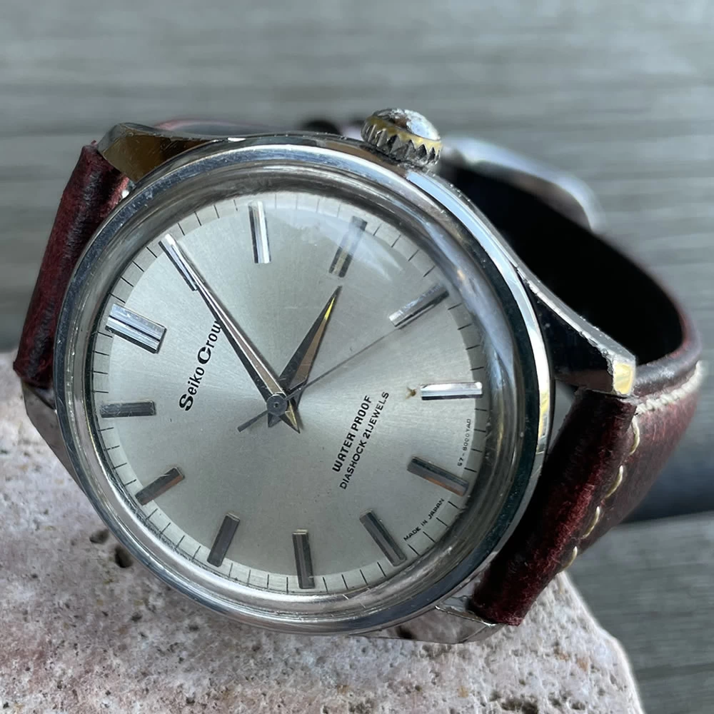 [OH Ready] SEIKO/Seiko Crown/Crown, 57-8000, 21 Stones, Cal.560 Caliber, Mechanical Hand Winding Watch, Seikosha, Suwa Factory, 1964/10 Manufactured Product, Operation Confirmed, Cleaning/Case Polishing/Windproof, Antique Watch, Medium, 3 Hand, Italian Leather Strap