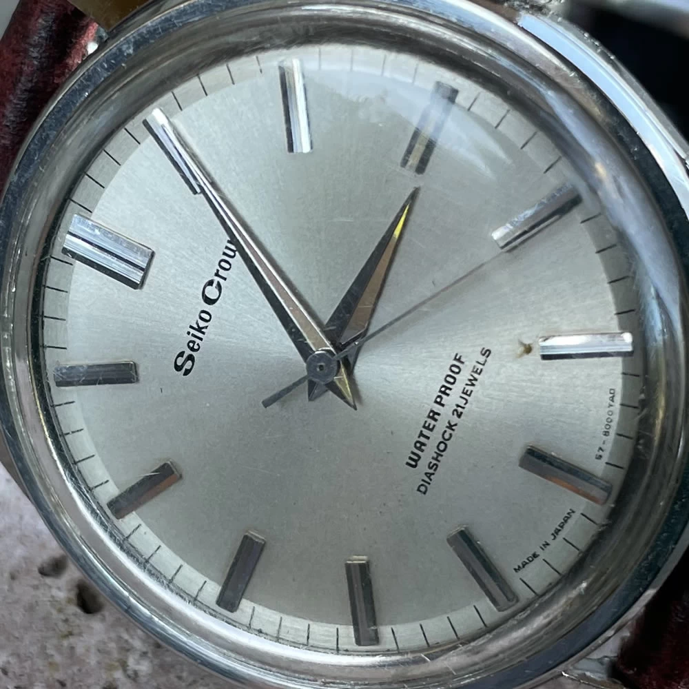 [OH Ready] SEIKO/Seiko Crown/Crown, 57-8000, 21 Stones, Cal.560 Caliber, Mechanical Hand Winding Watch, Seikosha, Suwa Factory, 1964/10 Manufactured Product, Operation Confirmed, Cleaning/Case Polishing/Windproof, Antique Watch, Medium, 3 Hand, Italian Leather Strap