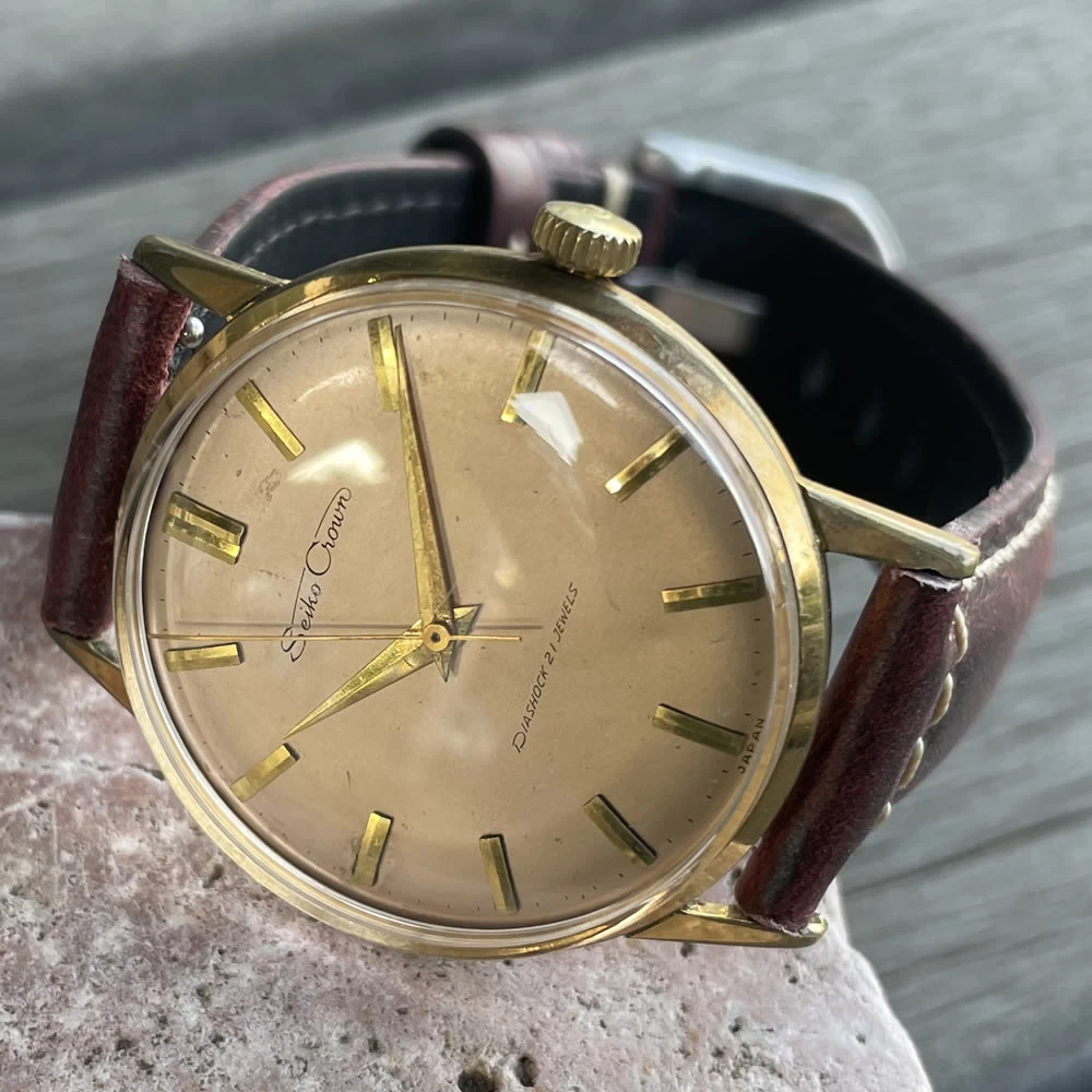 [/Rare Dial] [OH Ready] SEIKO/Seiko Crown/Crown, 21 Stones, Cal.560 Caliber, Mechanical Hand Wound Watch, Seikosha, Suwa Factory, September 1960, Manufactured Product, Operation Confirmed, Cleaning/Case Polished/Windshield Polished, Antique Watch, 3 Hand, Italian Leather Strap Included, J14036-3