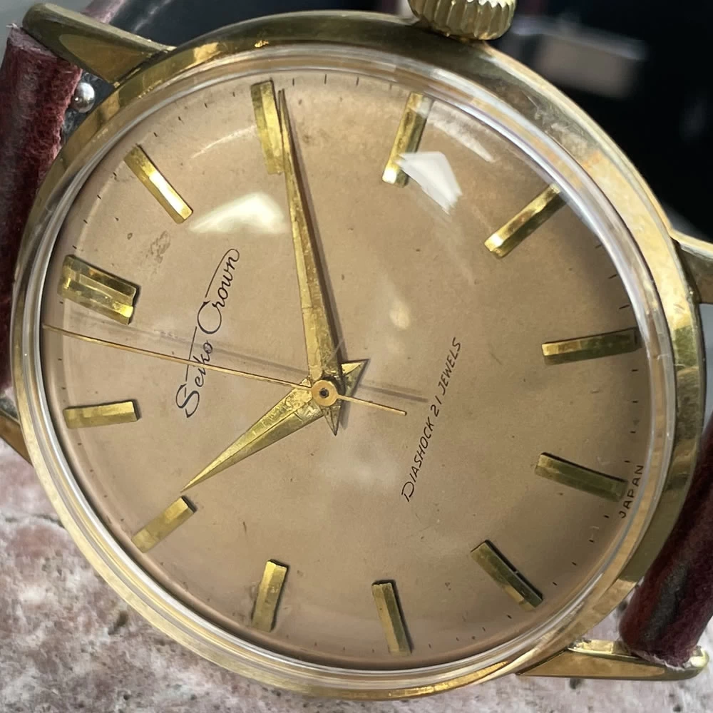 [/Rare Dial] [OH Ready] SEIKO/Seiko Crown/Crown, 21 Stones, Cal.560 Caliber, Mechanical Hand Wound Watch, Seikosha, Suwa Factory, September 1960, Manufactured Product, Operation Confirmed, Cleaning/Case Polished/Windshield Polished, Antique Watch, 3 Hand, Italian Leather Strap Included, J14036-3