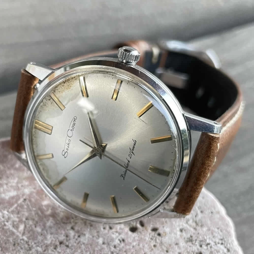 [Rare/for Skill Test] [OH Completed] SEIKO/Seiko Crown/Crown 15003E 21 Stone Gold Movement Cal.560 Mechanical Hand Wound Watch Seikosha Suwa Factory 1963/12 Manufactured Product Operation Confirmed Cleaning, Case/Windshield, Antique Watch, Medium 3-Hand, Italian Leather Belt Included