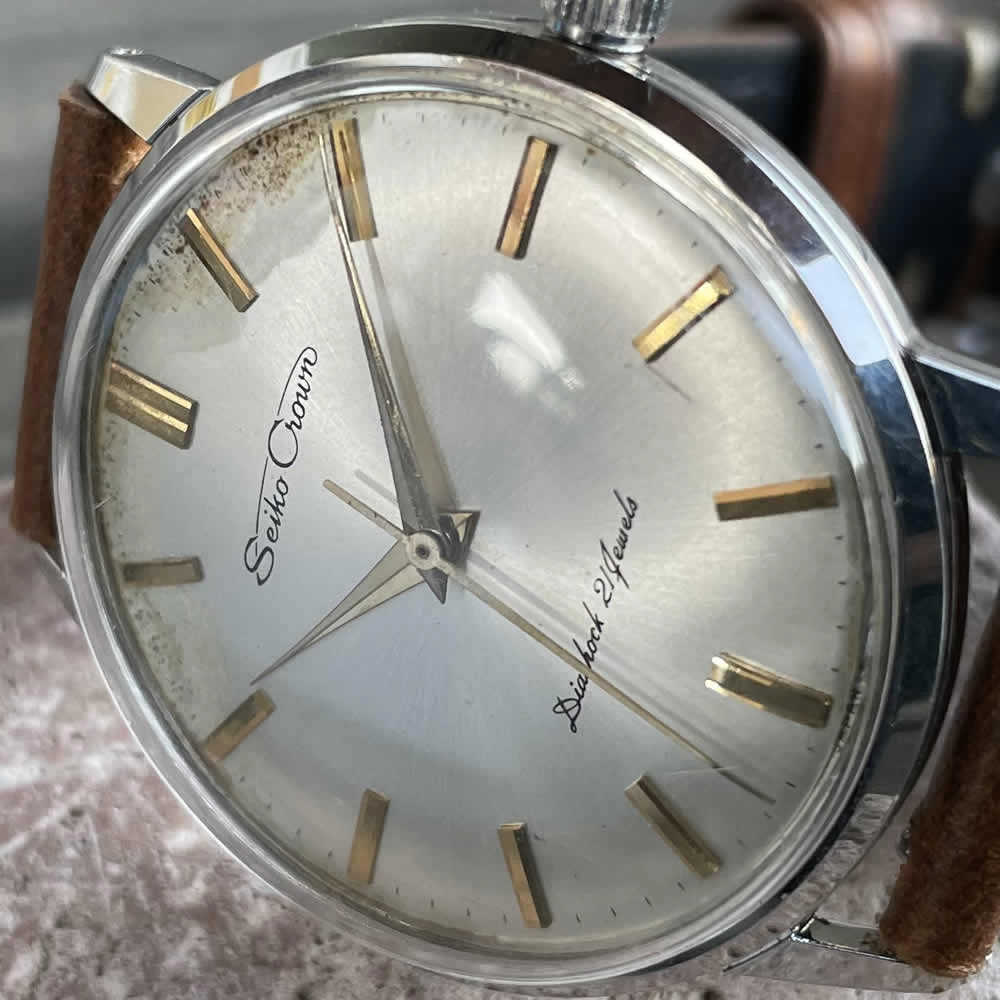 [Rare/for Skill Test] [OH Completed] SEIKO/Seiko Crown/Crown 15003E 21 Stone Gold Movement Cal.560 Mechanical Hand Wound Watch Seikosha Suwa Factory 1963/12 Manufactured Product Operation Confirmed Cleaning, Case/Windshield, Antique Watch, Medium 3-Hand, Italian Leather Belt Included