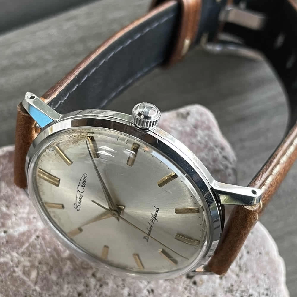 [Rare/for Skill Test] [OH Completed] SEIKO/Seiko Crown/Crown 15003E 21 Stone Gold Movement Cal.560 Mechanical Hand Wound Watch Seikosha Suwa Factory 1963/12 Manufactured Product Operation Confirmed Cleaning, Case/Windshield, Antique Watch, Medium 3-Hand, Italian Leather Belt Included